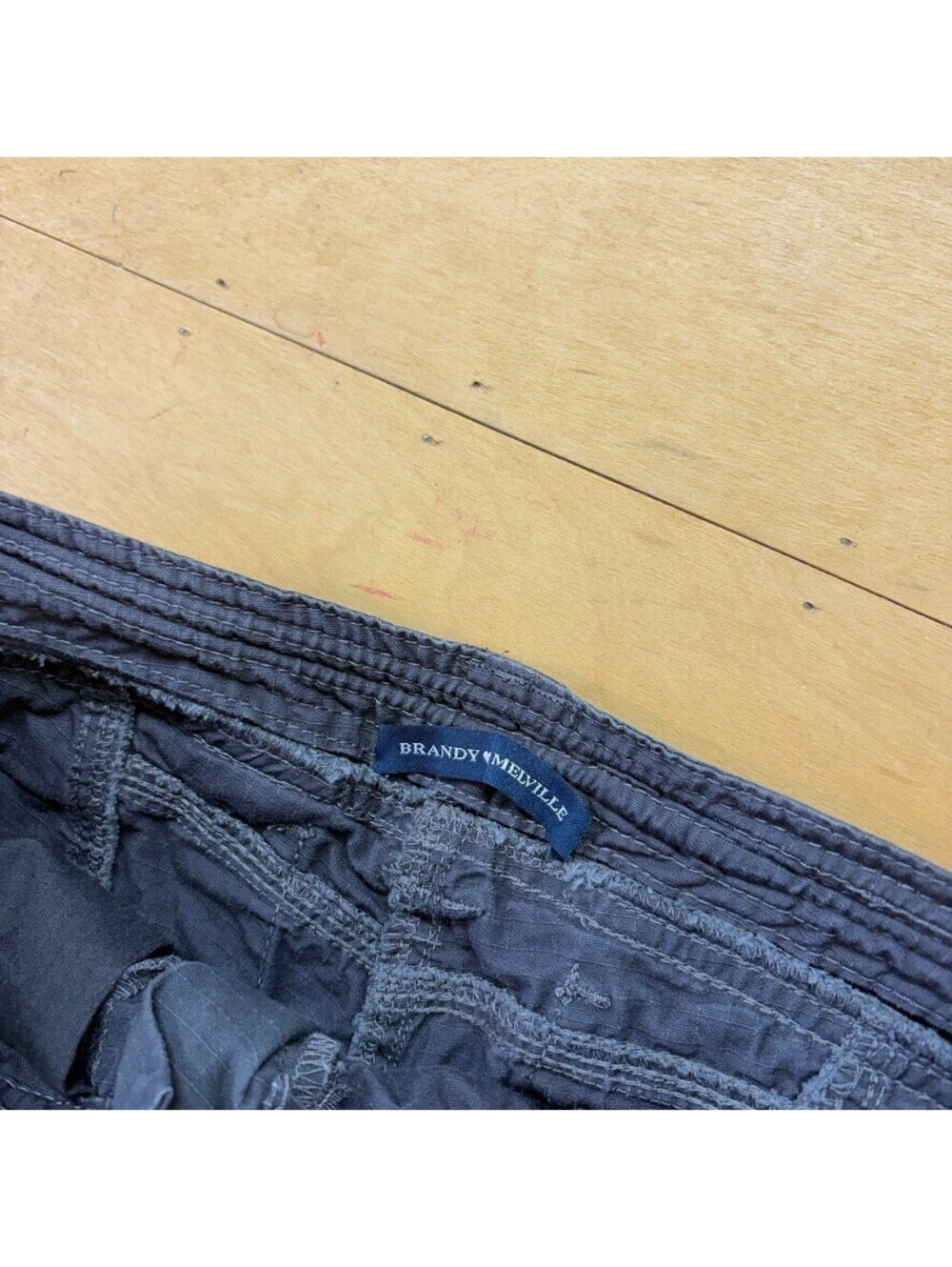 Brandy Melville Gray Cargo Pants One Size Mid Rise Wide Leg - Picture 4 of 7